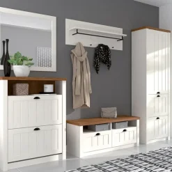 Libreria 90x198h cm 4 ripiani bianco frassinato rovere Provenza