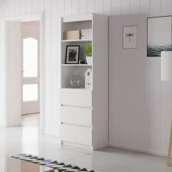 Libreria 60x180h cm 3 vani a giorno 3 cassetti moderna bianco Sterling