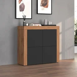 Madia alta moderna 140x130h cm antracite rovere Block