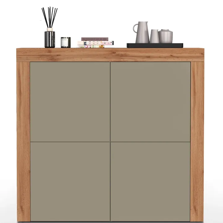 Madia alta moderna 140x130h cm tortora rovere Block