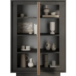 Madia alta 106x171h cm 2 ante antracite rovere scuro Deluxe