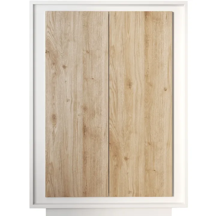 Madia alta 106x171h cm 2 ante bianco opaco rovere chiaro Deluxe