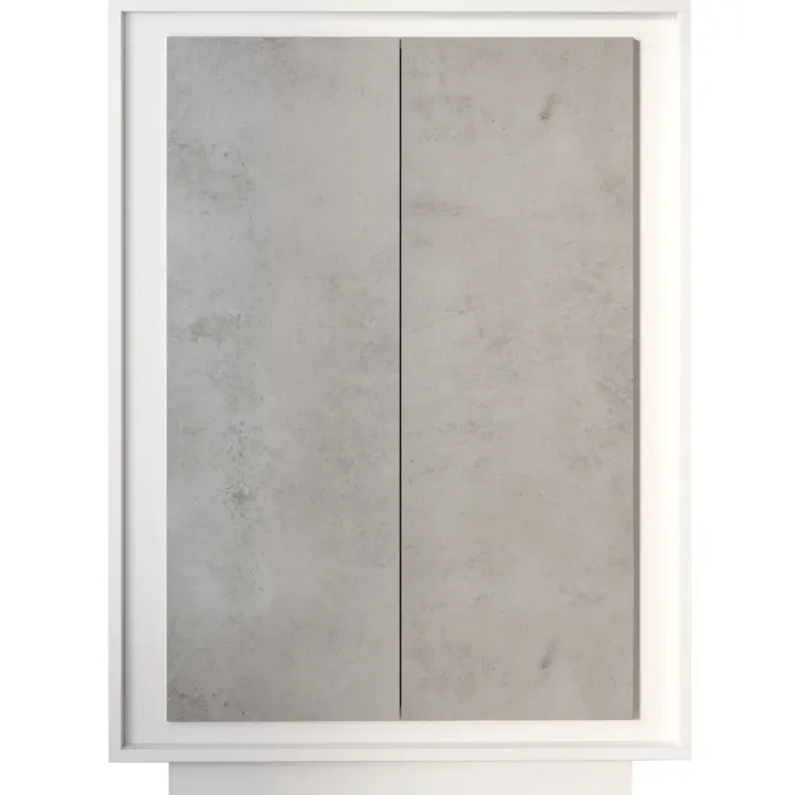 Madia alta 106x171h cm 2 ante bianco opaco grigio cemento Deluxe