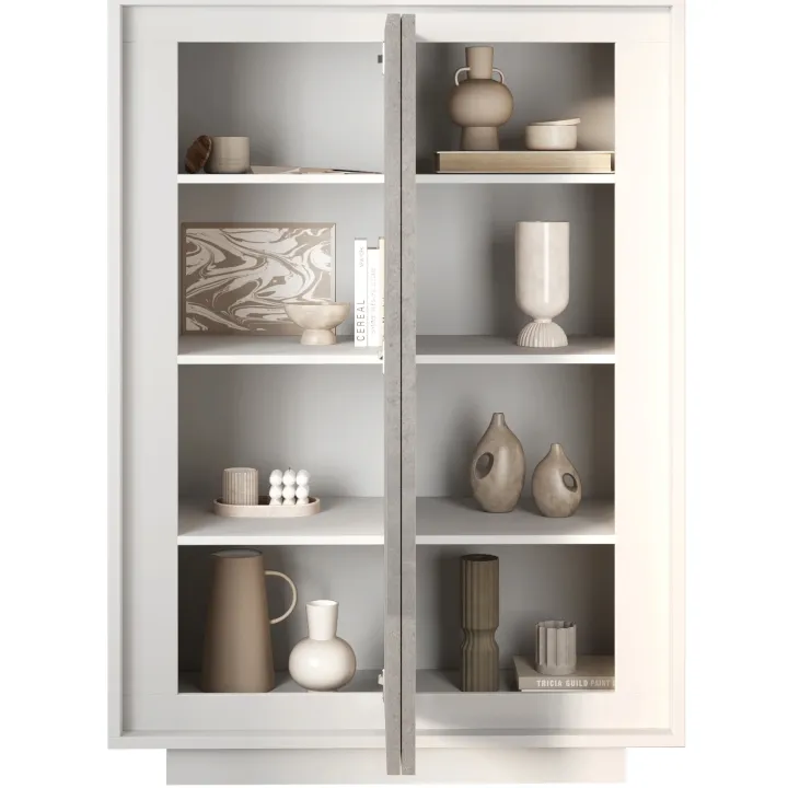 Madia alta 106x171h cm 2 ante bianco opaco grigio cemento Deluxe