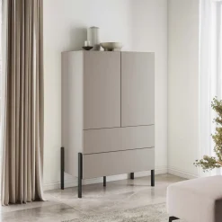 Madia alta 90x150h cm 2 ante 4 cassetti beige cashmere Simple