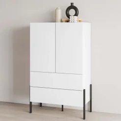 Madia alta 90x150h cm 2 ante 4 cassetti bianco Simple