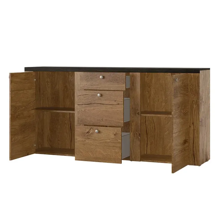 Madia con cassetti 176x85h cm 2 ante quercia rovere grigio Paloma 2