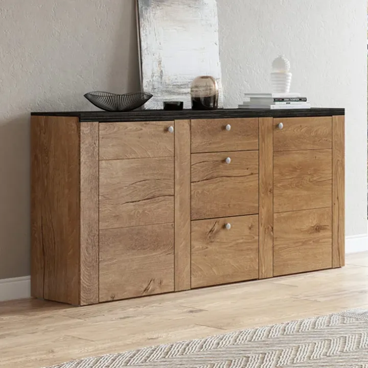 Madia con cassetti 176x85h cm 2 ante quercia rovere grigio Paloma 2