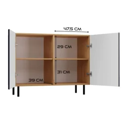 Madia moderna 100x78h cm 2 ante blu rovere cannettato Koreva