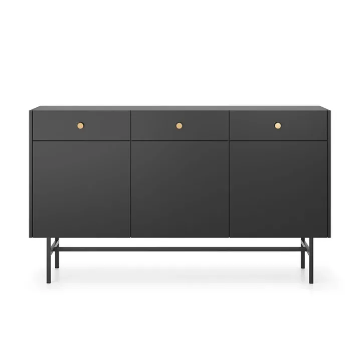 Madia moderna 155x90h cm 3 ante 3 cassetti nero Eterna