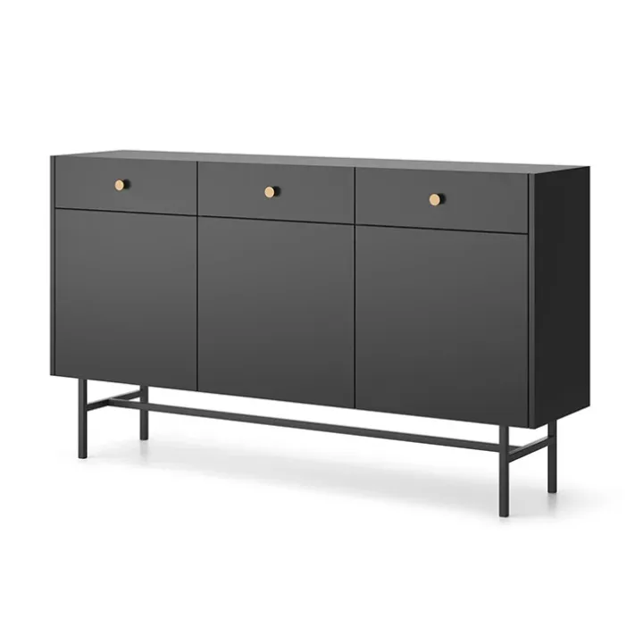 Madia moderna 155x90h cm 3 ante 3 cassetti nero Eterna