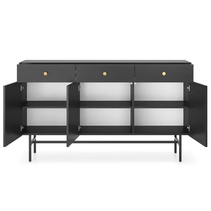 Madia moderna 155x90h cm 3 ante 3 cassetti nero Eterna
