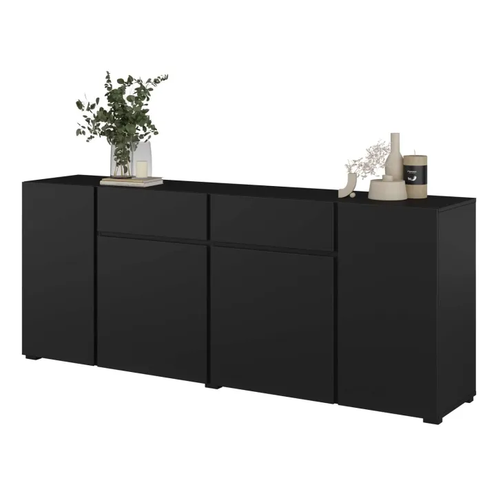 Madia moderna 195x78h cm 4 ante 2 cassetti nero Edge