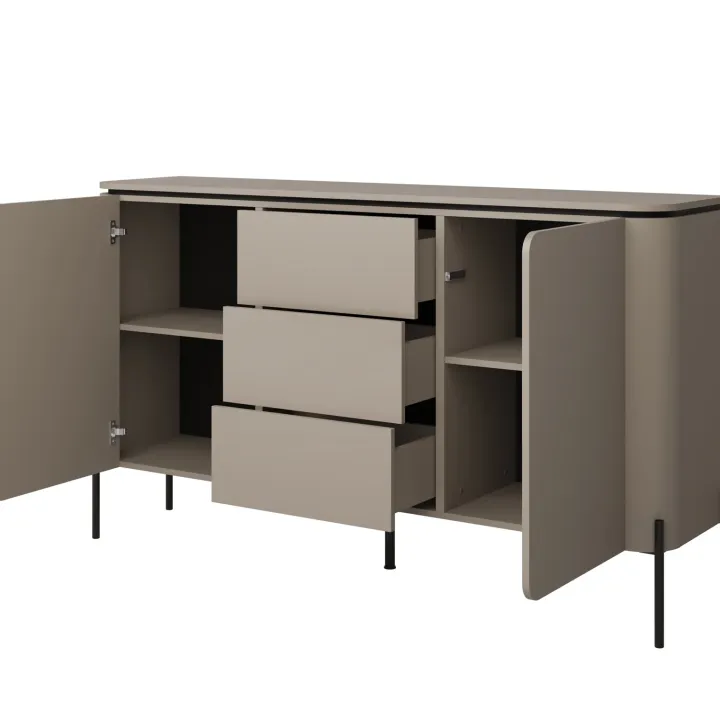 Madia moderna 163x95h cm 2 ante 3 cassetti tortora Carty