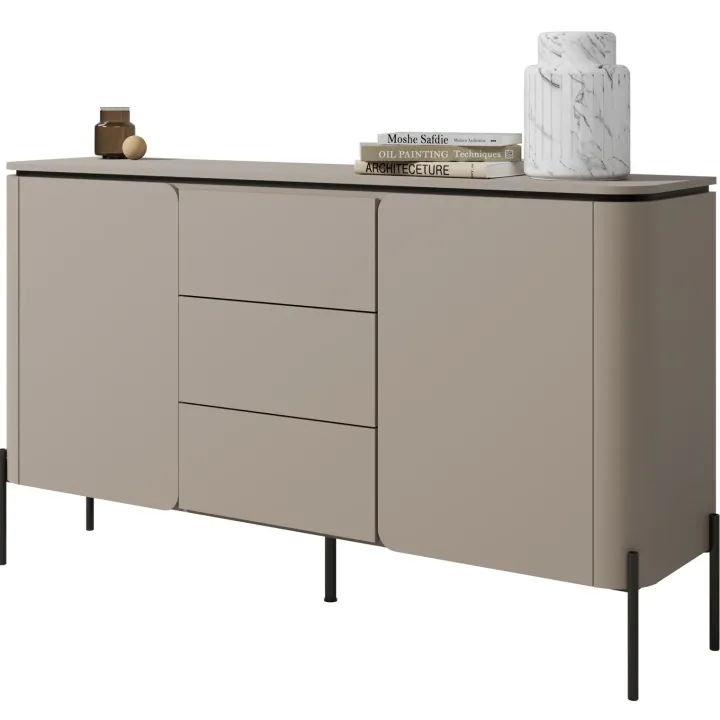 Madia moderna 163x95h cm 2 ante 3 cassetti tortora Carty