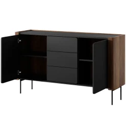 Madia moderna 142x83h cm 2 ante 3 cassetti noce nero Wrappy