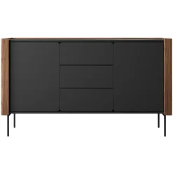 Madia moderna 142x83h cm 2 ante 3 cassetti noce nero Wrappy