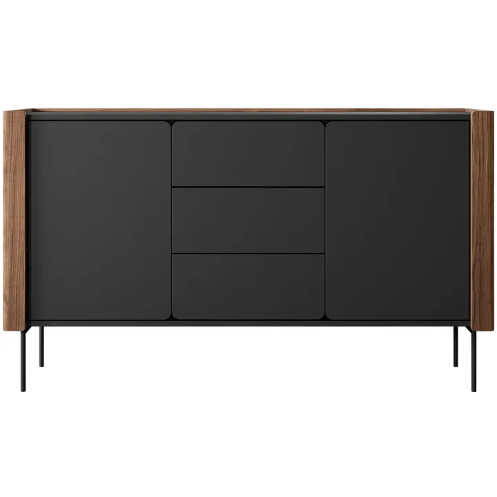 Madia moderna 142x83h cm 2 ante 3 cassetti noce nero Wrappy