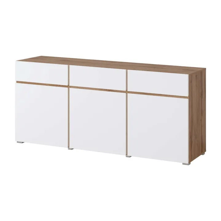 Madia moderna 180x78h cm 3 ante 3 cassetti bianco rovere Lolla