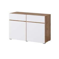 Madia moderna 120x78h cm 2 ante 2 cassetti bianco rovere Lolla