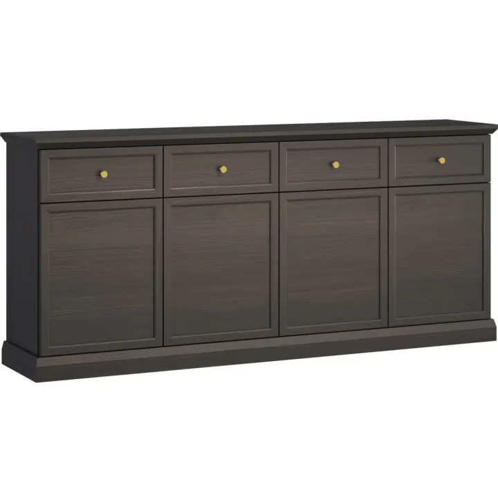 Madia moderna 193x86h cm 4 ante 4 cassetti shabby nero grafite Purro