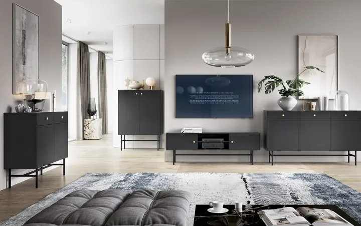 Madia moderna 105x90h cm 2 ante moderna nero Eterna