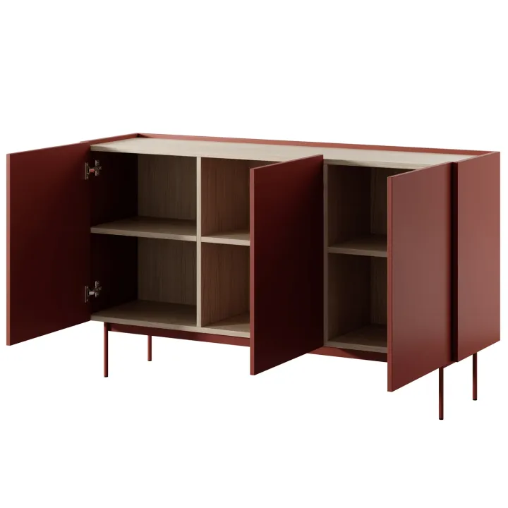 Madia moderna 144x83h cm 3 ante rosso Passion