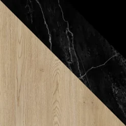 Madia moderna 139x75h cm 2 ante rovere effetto marmo nero Roundi