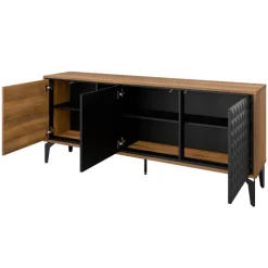 Madia moderna 190x80h cm 3 ante serigrafato rovere nero Duplo