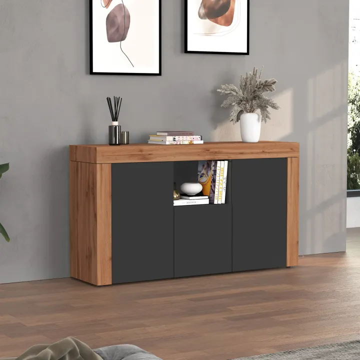 Madia moderna 155x85h cm antracite rovere Block