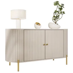 Madia moderna 139x79h cm cannettato 2 ante beige cashmere Zurik