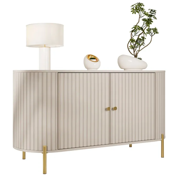 Madia moderna 139x79h cm cannettato 2 ante beige cashmere Zurik