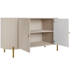 Madia moderna 139x79h cm cannettato 2 ante beige cashmere Zurik