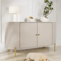 Madia moderna 139x79h cm cannettato 2 ante beige cashmere Zurik