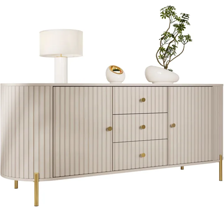 Madia moderna 178x79h cm cannettato 2 ante 3 cassetti beige cashmere Zurik