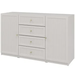 Madia moderna 150x92h cm cannettato 2 ante 4 cassetti beige cashmere Rolly