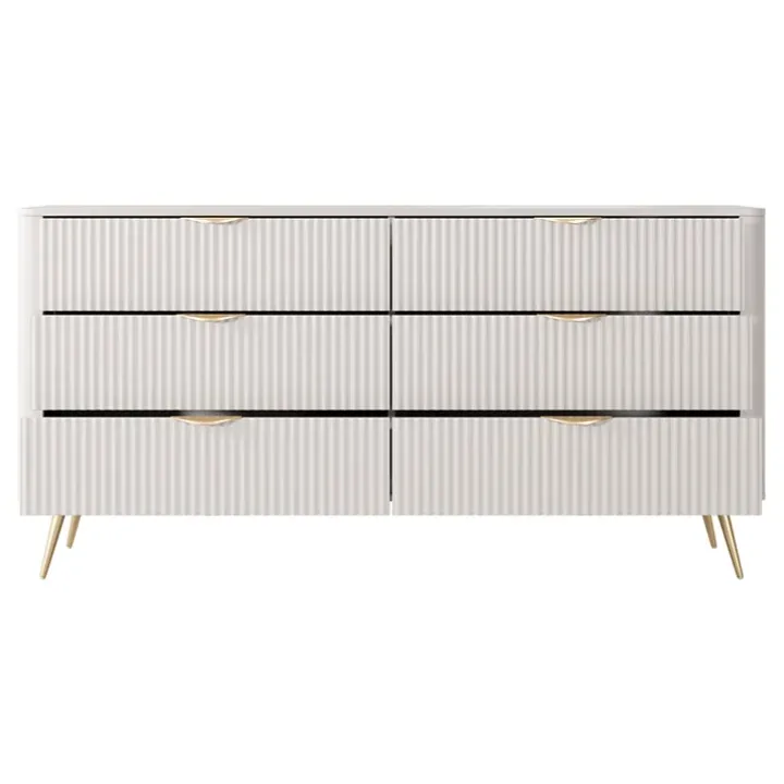 Madia moderna 163x81h cm 6 cassetti moderna beige cannettato Ramis
