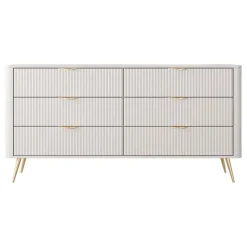 Madia moderna 163x81h cm 6 cassetti moderna beige cannettato Ramis
