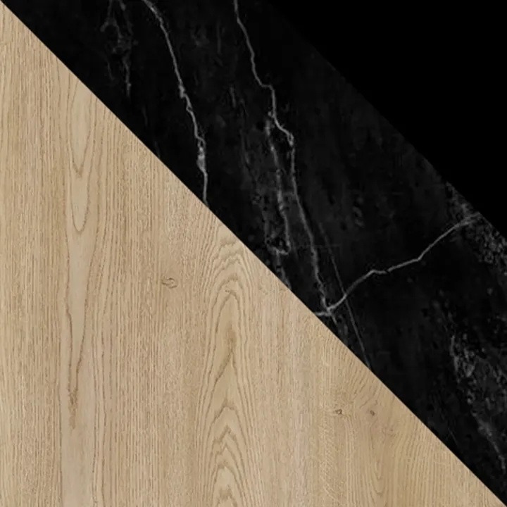 Madia moderna 184x75h cm 2 vani rovere effetto marmo nero Roundi