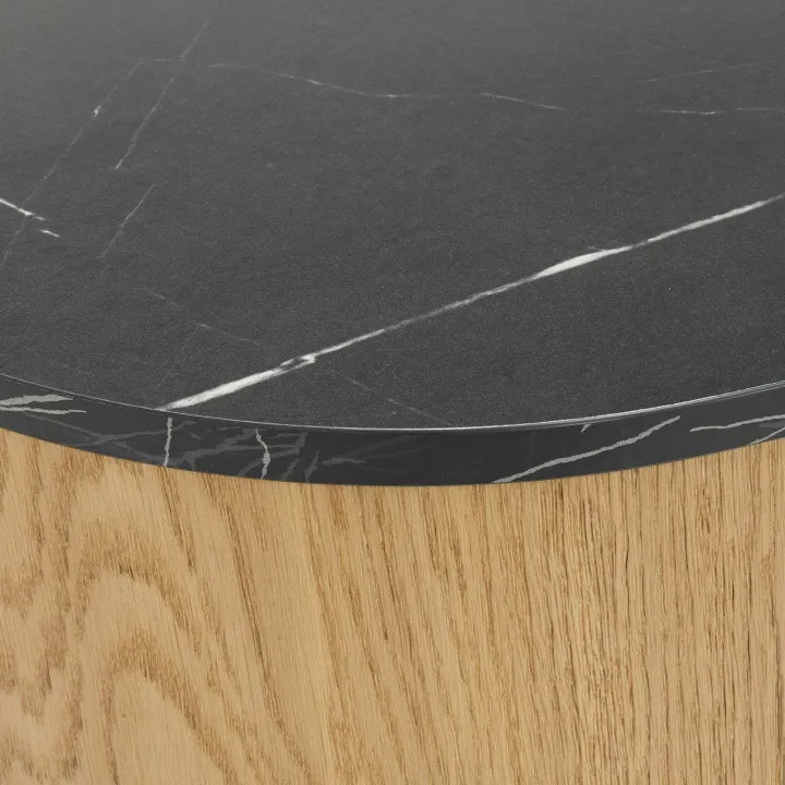 Madia moderna 184x75h cm 2 vani rovere effetto marmo nero Roundi