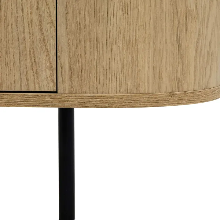 Madia moderna 184x75h cm 2 vani rovere effetto marmo nero Roundi