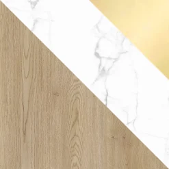 Madia moderna 184x75h cm 2 vani rovere effetto marmo bianco Roundi