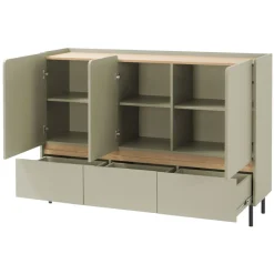 Madia soggiorno 150x105h cm 3 ante 3 cassetti verde rovere chiaro Linfa