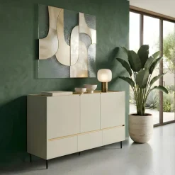 Madia soggiorno 150x105h cm 3 ante 3 cassetti verde rovere chiaro Linfa