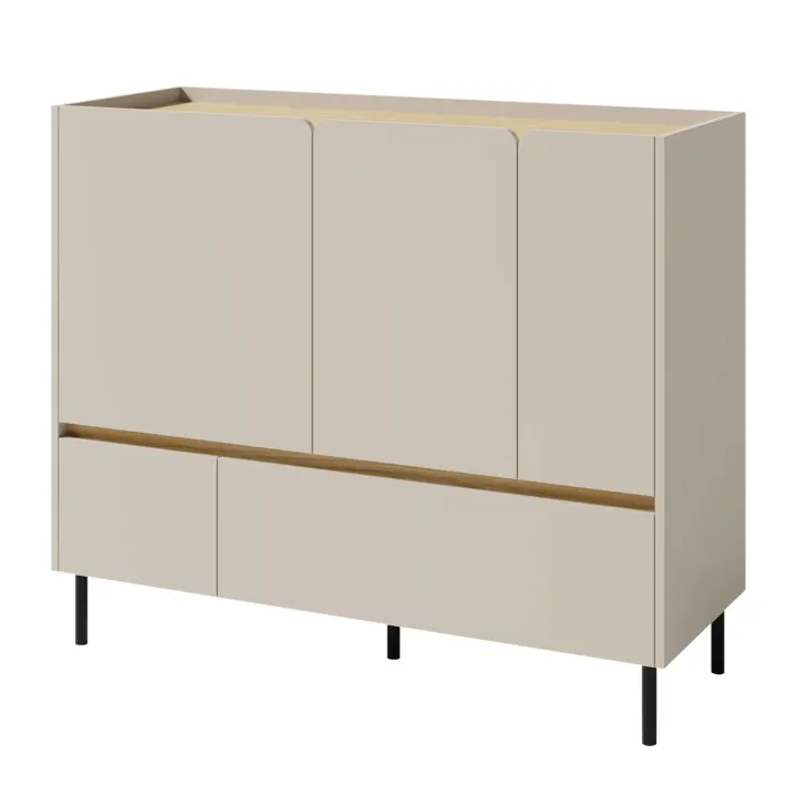 Madia soggiorno 120x105h cm 3 ante 2 cassetti beige cashmere rovere chiaro Linfa