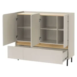 Madia soggiorno 120x105h cm 3 ante 2 cassetti beige cashmere rovere chiaro Linfa