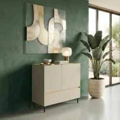 Madia soggiorno 95x105h cm 2 ante 2 cassetti verde rovere chiaro Linfa