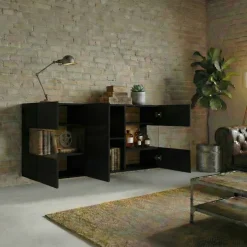 Madia sospesa 120x62h cm moderna nero rovere Fusion