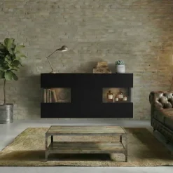 Madia sospesa 120x62h cm moderna nero rovere Fusion