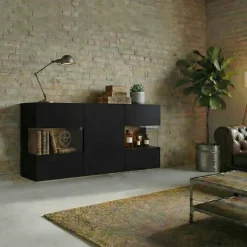 Madia sospesa 120x62h cm moderna nero rovere Fusion